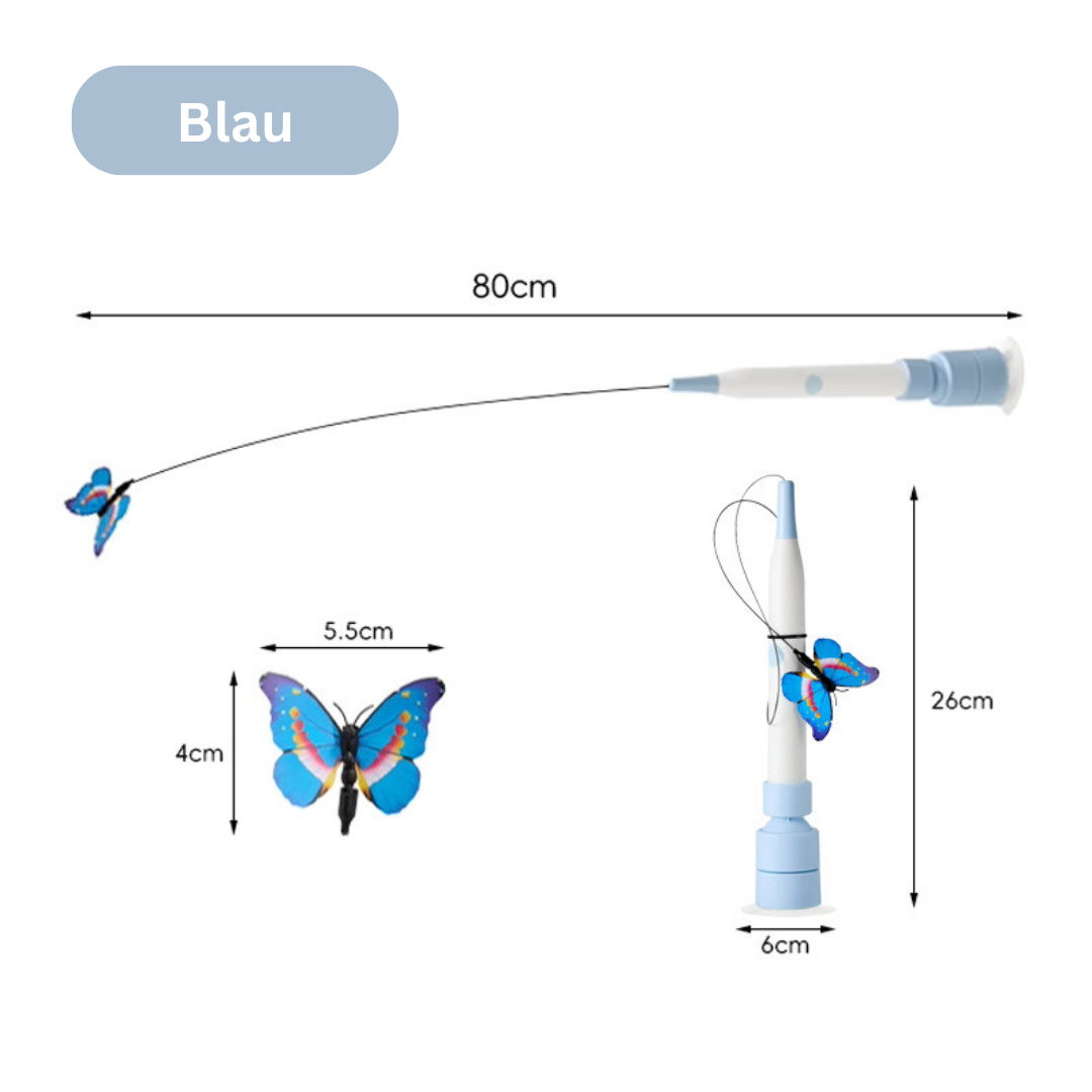 2-in-1 Elektrische Katzenangel mit Schmetterling – Automatisches Katzenspielzeug mit Saugnapf & 360° Rotation
