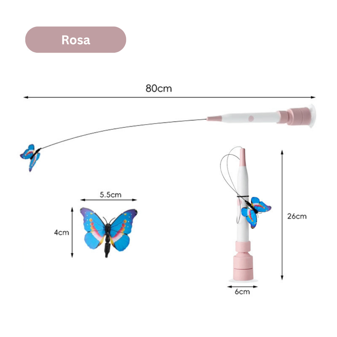 2-in-1 Elektrische Katzenangel mit Schmetterling – Automatisches Katzenspielzeug mit Saugnapf & 360° Rotation