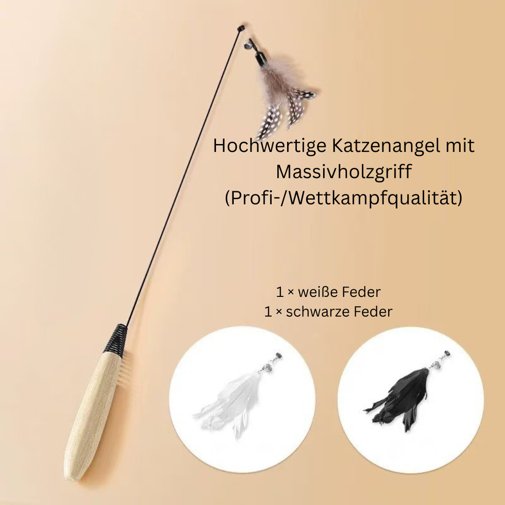 5er Set Katzenangel mit Federn & Glocke – Interaktives Katzenspielzeug mit flexiblem Draht