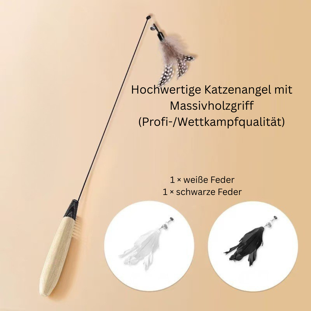 5er Set Katzenangel mit Federn & Glocke – Interaktives Katzenspielzeug mit flexiblem Draht
