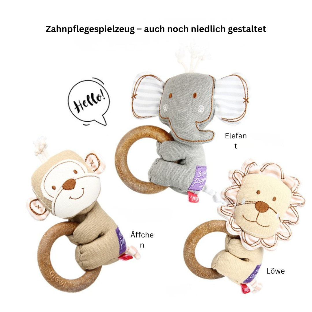 Hundespielzeug & Kauspielzeug mit Naturholz Ring | Für Hunde & Katzen | Momo und Kaki