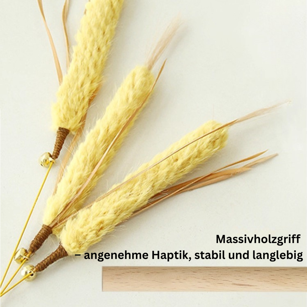 Lavendel & Gersten Katzenangel mit Holzgriff | Natürliches Katzenspielzeug | Momo und Kaki ﻿