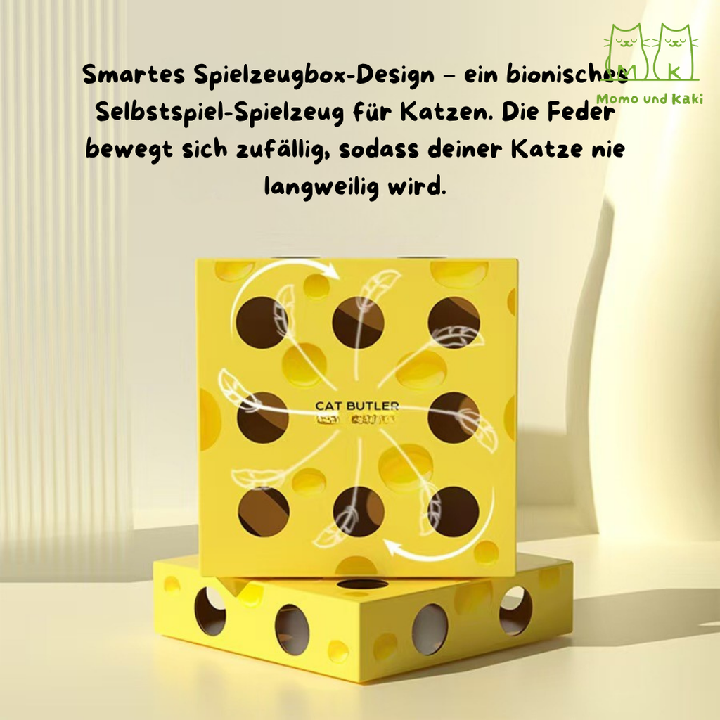 Elektrische Federjagd-Spielbox – Katzenspielzeug mit Löchern, USB-aufladbar