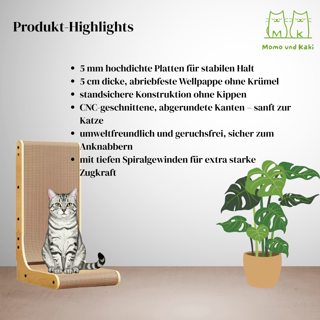 L-förmiges Kratzbrett für Katzen zur Wandmontage – nachhaltig & platzsparend
