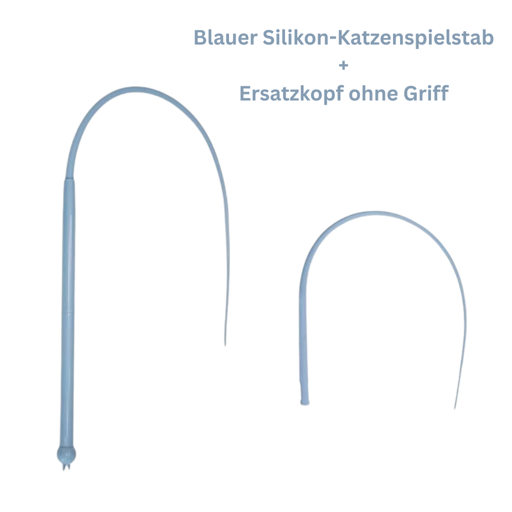 Katzenangel mit Mausschwanz aus Silikon | Interaktives Katzenspielzeug | Momo und Kaki