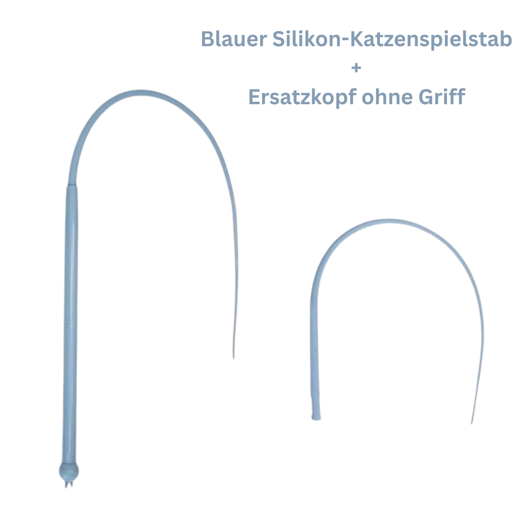 Katzenangel mit Mausschwanz aus Silikon | Interaktives Katzenspielzeug | Momo und Kaki