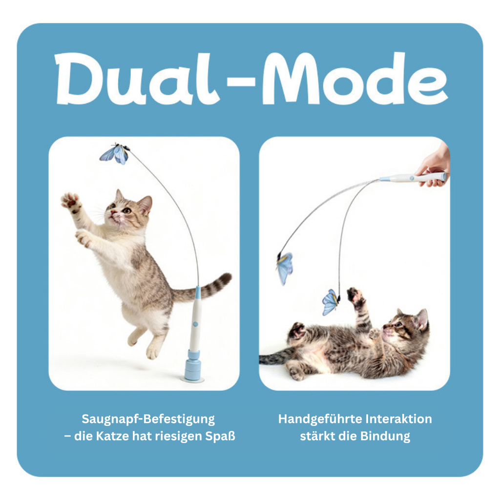 2-in-1 Elektrische Katzenangel mit Schmetterling – Automatisches Katzenspielzeug mit Saugnapf & 360° Rotation