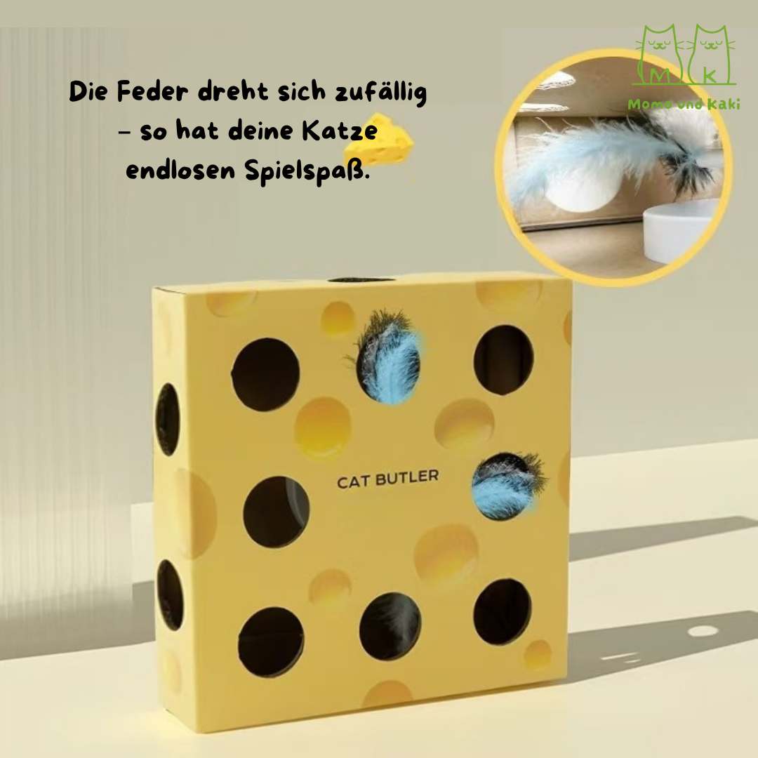 Elektrische Federjagd-Spielbox – Katzenspielzeug mit Löchern, USB-aufladbar