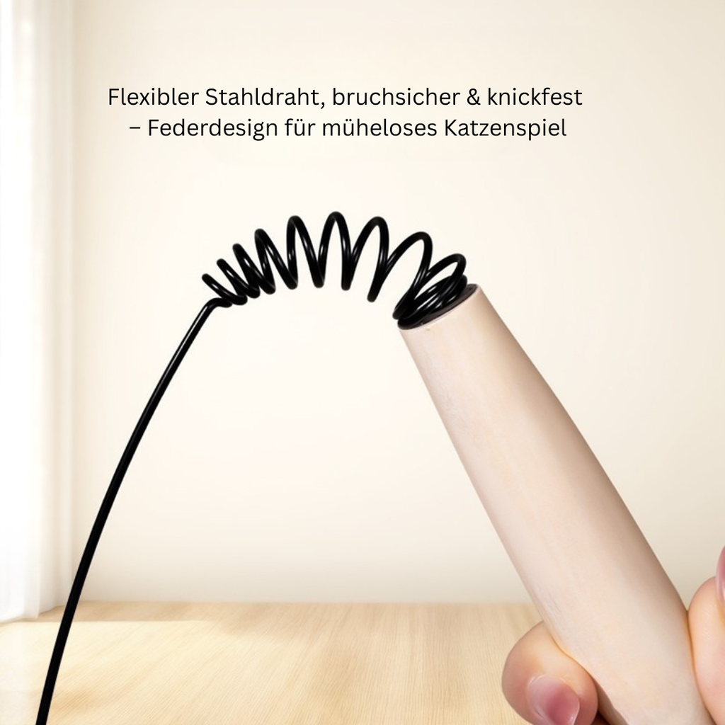 5er Set Katzenangel mit Federn & Glocke – Interaktives Katzenspielzeug mit flexiblem Draht
