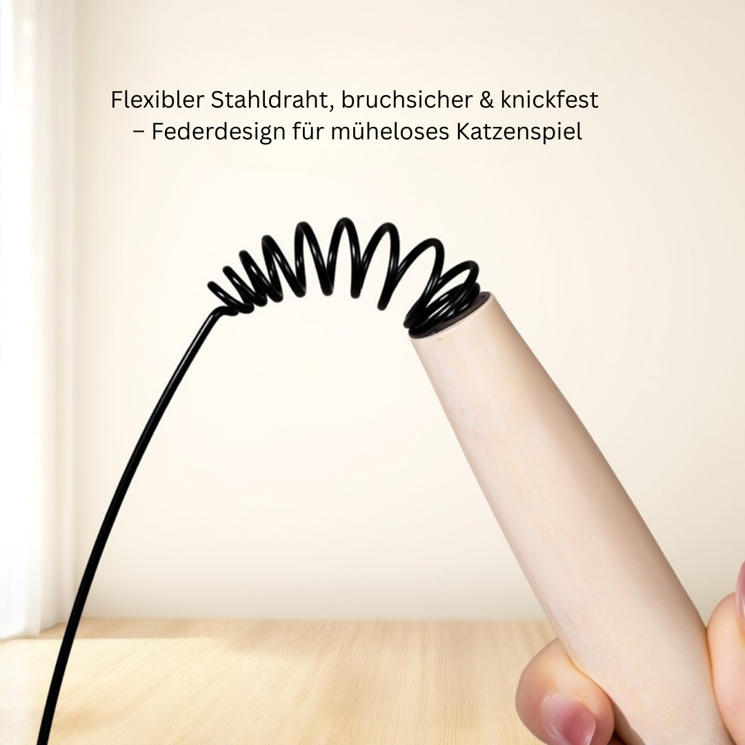 5er Set Katzenangel mit Federn & Glocke – Interaktives Katzenspielzeug mit flexiblem Draht