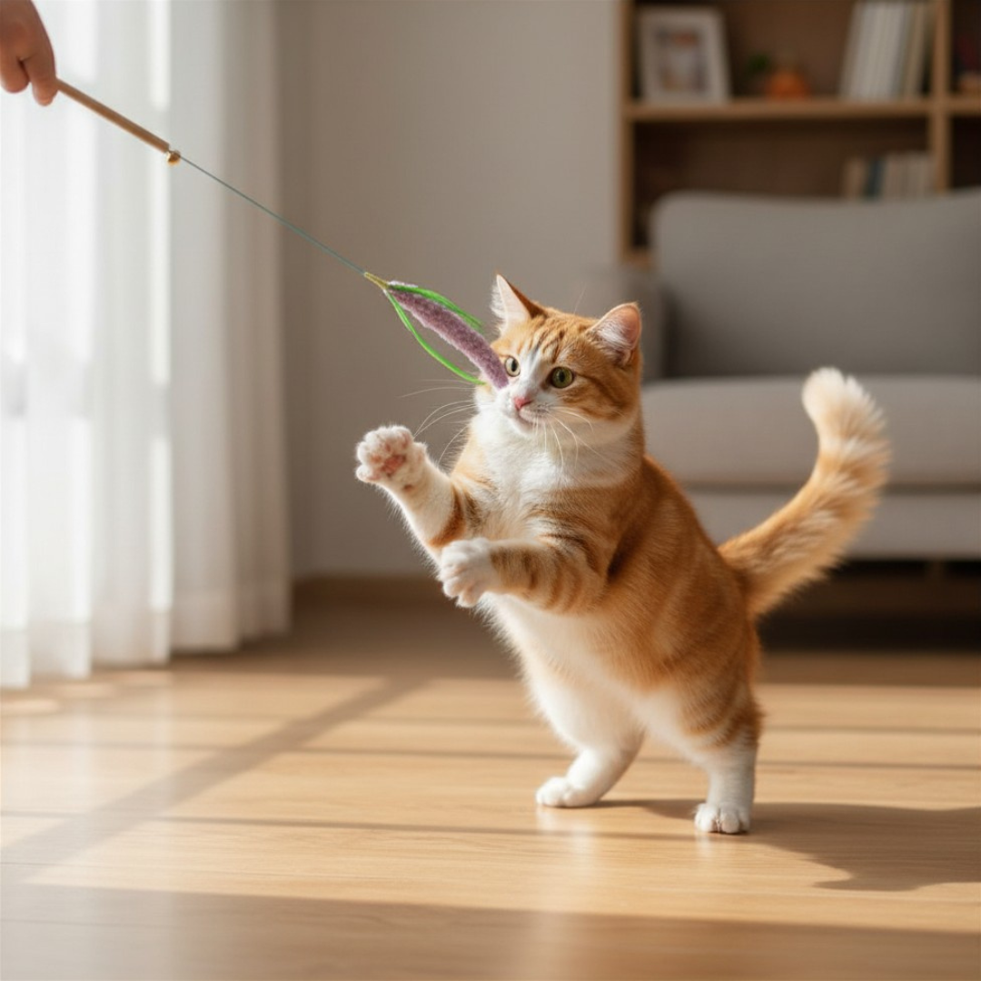 Lavendel & Gersten Katzenangel mit Holzgriff | Natürliches Katzenspielzeug | Momo und Kaki ﻿