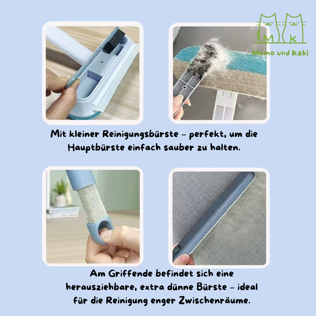 Fusselbürste Tierhaare für Katze & Hund|Tierhaarentferner Multifunktion|lange Griff|3 in 1 Reinigungsbürste