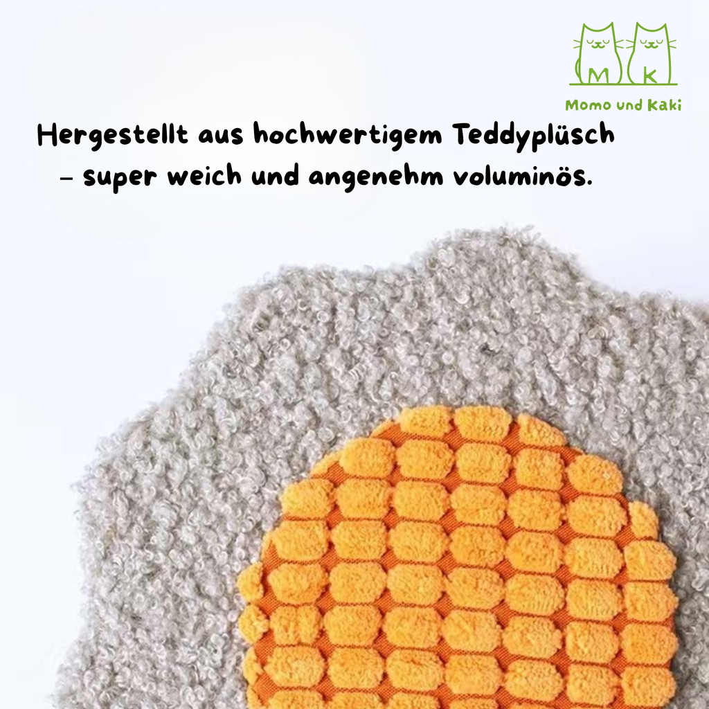Sonnenblumen-Kratzbaum mit Sisalstamm & Spielbahn – platzsparend, weicher Teddystoff