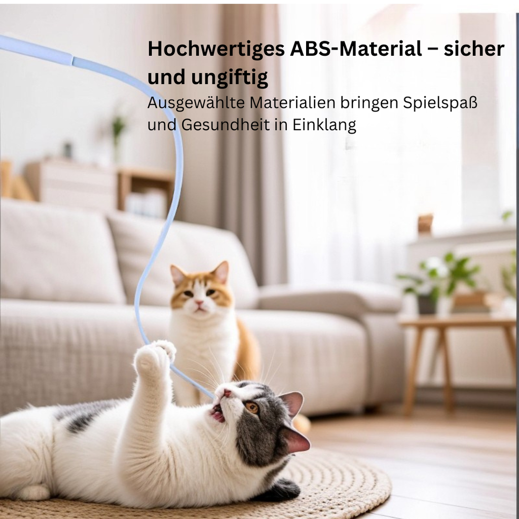 Katzenangel mit Mausschwanz aus Silikon | Interaktives Katzenspielzeug | Momo und Kaki
