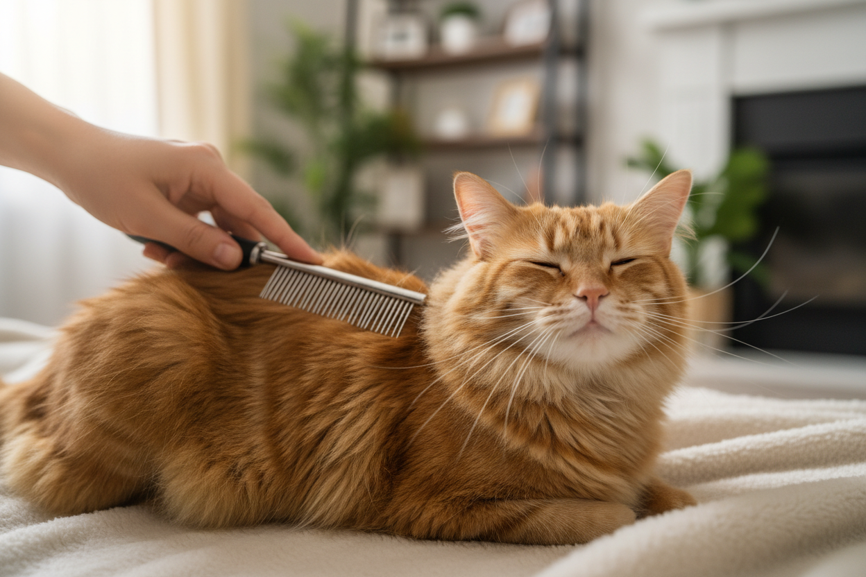Katze mit pflege Kamme