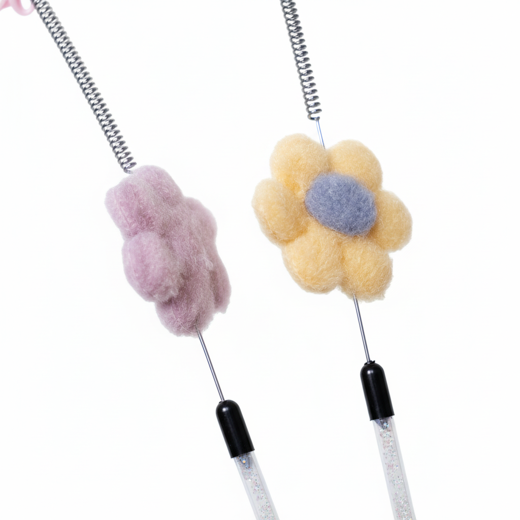 Blumen-Katzenangel mit Federn und integrierter Glocke – leicht, interaktiv & bindungsfördernd