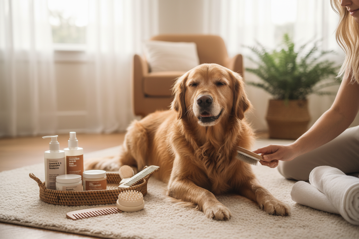 Sanfte Pflegeprodukte für Fell, Haut und Pfoten. Unsere Hundepflege unterstützt tägliche Routinen, sorgt für Sauberkeit und hilft deinem Hund, sich rundum wohlzufühlen. natural style with real dog